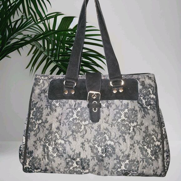NWT Beverly Feldman Bently Y2K Lace Suede Shoulder Bag Too Much Is Not Enough - Picture 1 of 16
